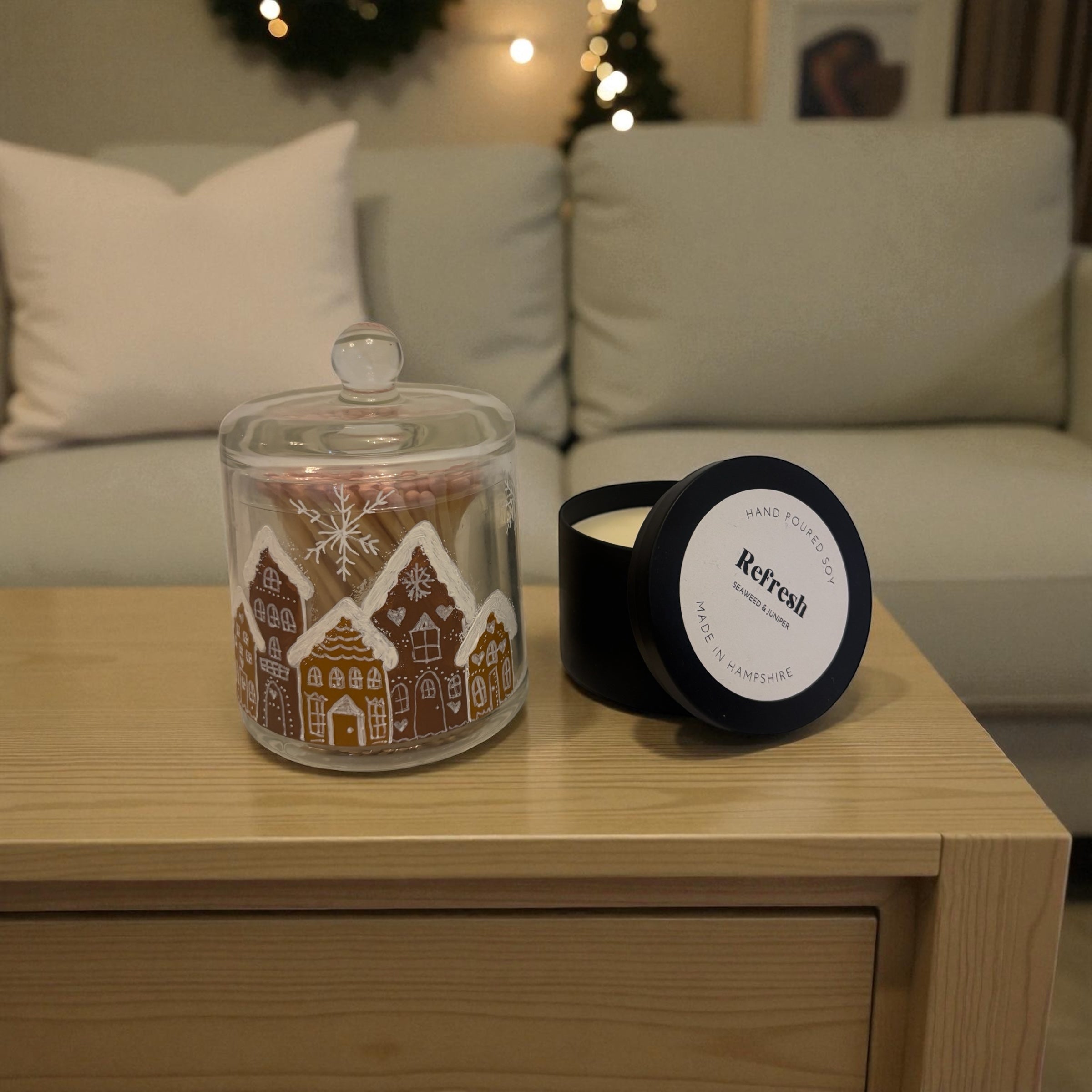 Hand-Painted Glass Cloches with Matches