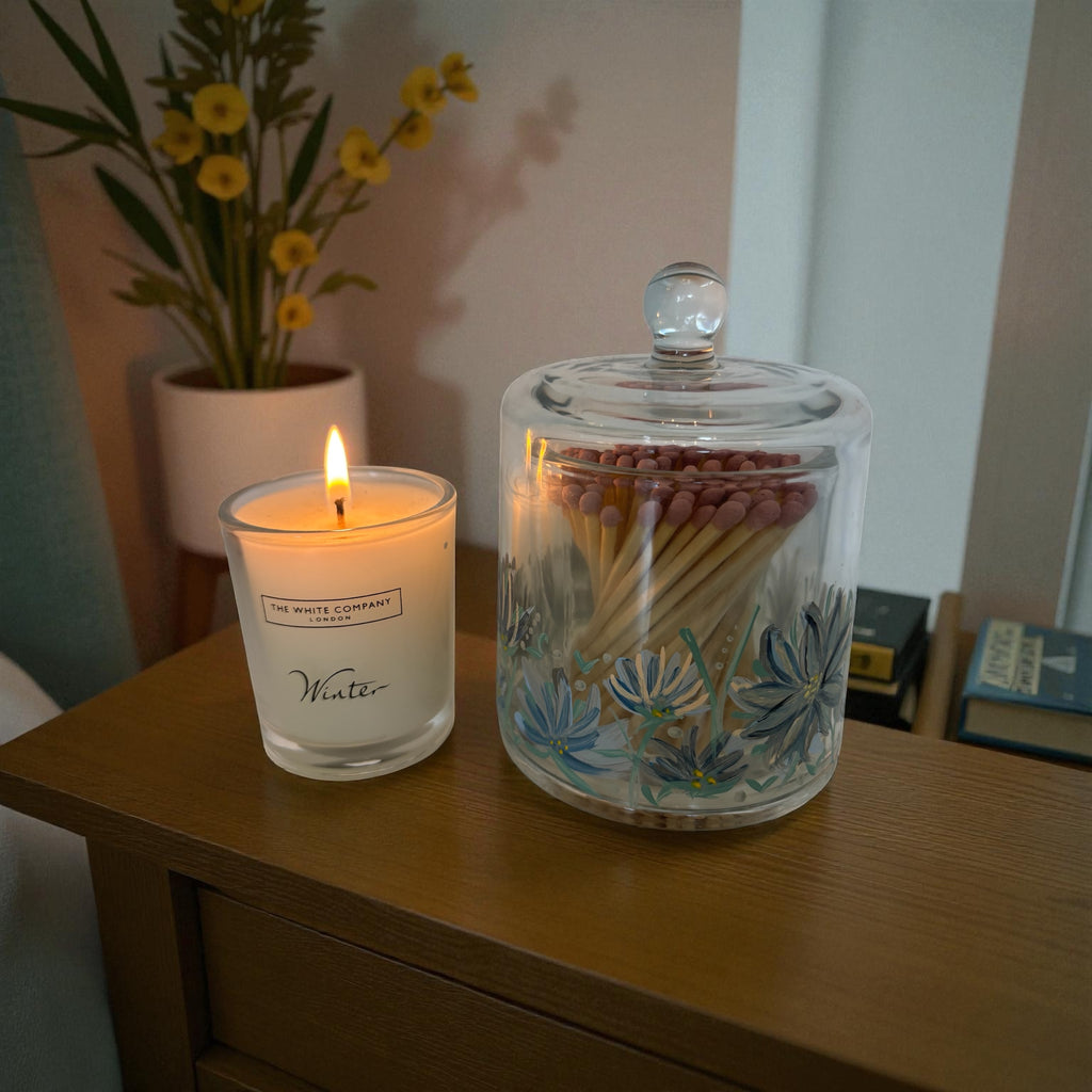 Hand-Painted Glass Cloches with Matches