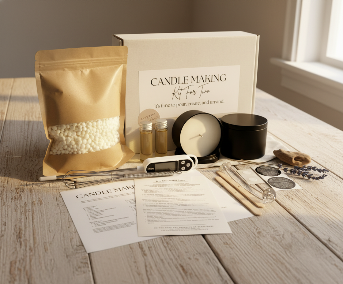 Candle Making Kit for Two in a cozy setting